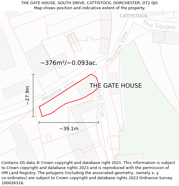 THE GATE HOUSE, SOUTH DRIVE, CATTISTOCK, DORCHESTER, DT2 0JG: Plot and title map