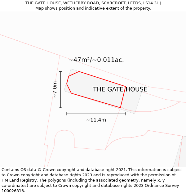 THE GATE HOUSE, WETHERBY ROAD, SCARCROFT, LEEDS, LS14 3HJ: Plot and title map