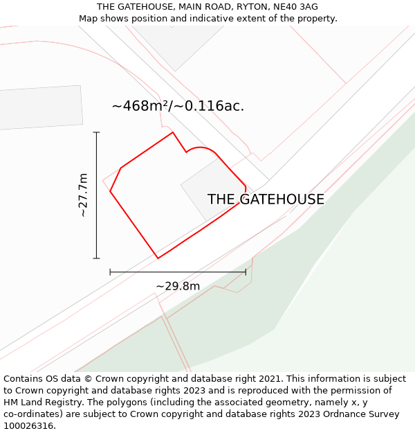 THE GATEHOUSE, MAIN ROAD, RYTON, NE40 3AG: Plot and title map