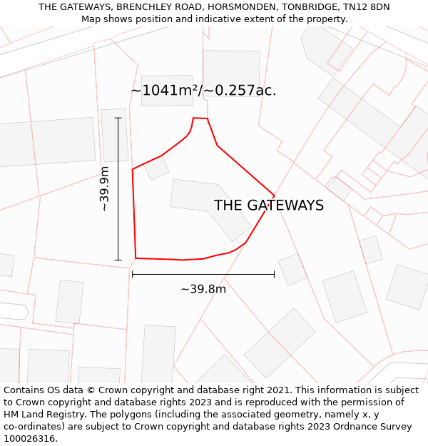 THE GATEWAYS, BRENCHLEY ROAD, HORSMONDEN, TONBRIDGE, TN12 8DN: Plot and title map