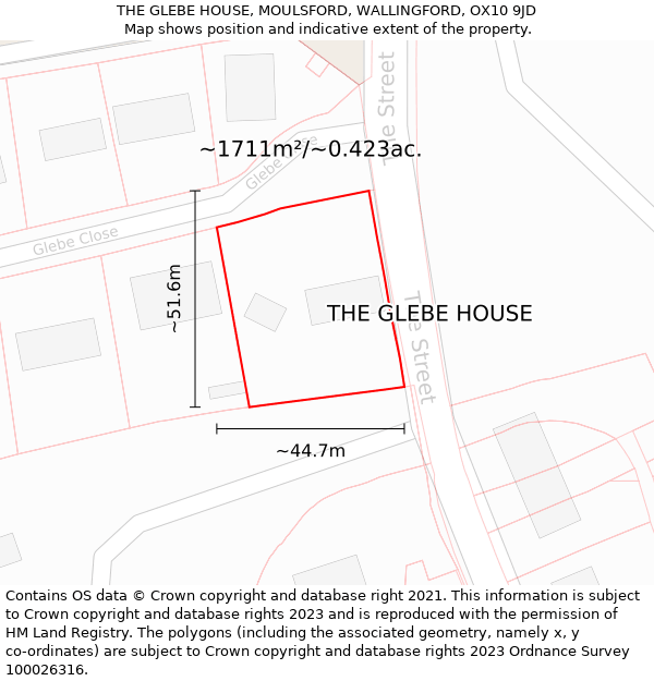 THE GLEBE HOUSE, MOULSFORD, WALLINGFORD, OX10 9JD: Plot and title map