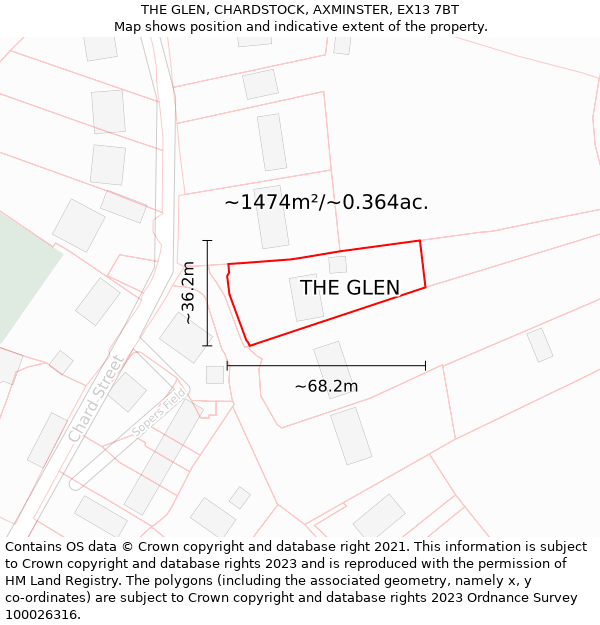 THE GLEN, CHARDSTOCK, AXMINSTER, EX13 7BT: Plot and title map