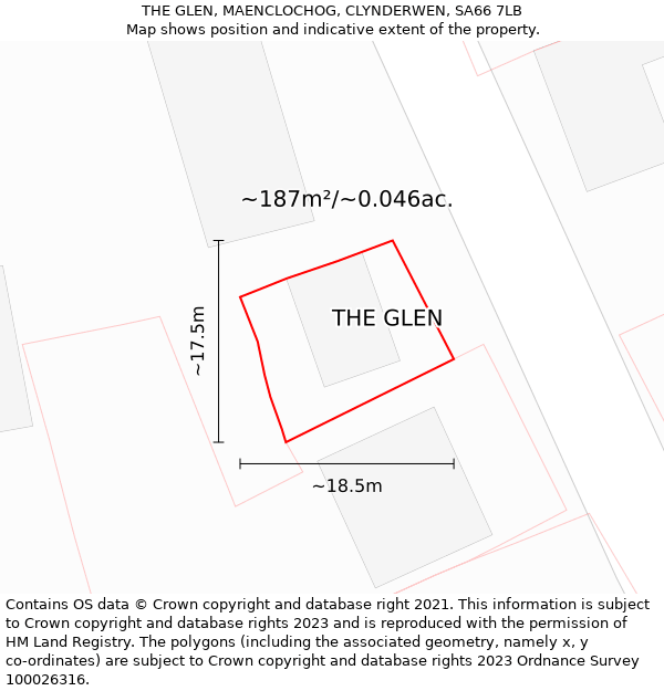 THE GLEN, MAENCLOCHOG, CLYNDERWEN, SA66 7LB: Plot and title map