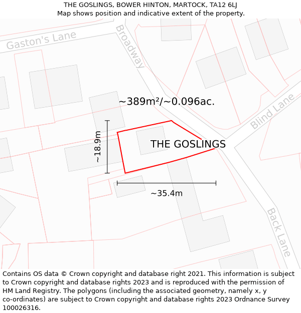 THE GOSLINGS, BOWER HINTON, MARTOCK, TA12 6LJ: Plot and title map