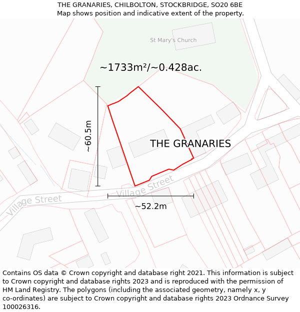 THE GRANARIES, CHILBOLTON, STOCKBRIDGE, SO20 6BE: Plot and title map