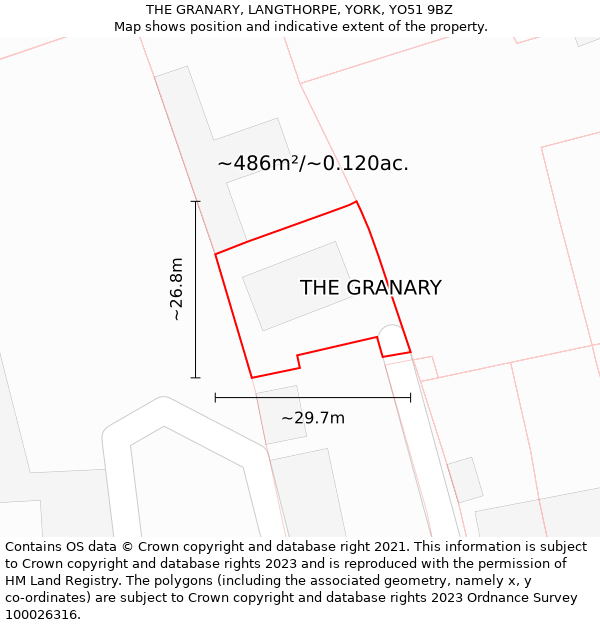 THE GRANARY, LANGTHORPE, YORK, YO51 9BZ: Plot and title map