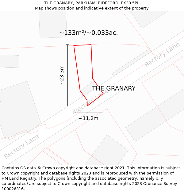 THE GRANARY, PARKHAM, BIDEFORD, EX39 5PL: Plot and title map