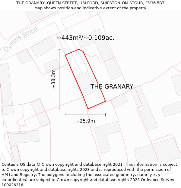 THE GRANARY, QUEEN STREET, HALFORD, SHIPSTON-ON-STOUR, CV36 5BT: Plot and title map