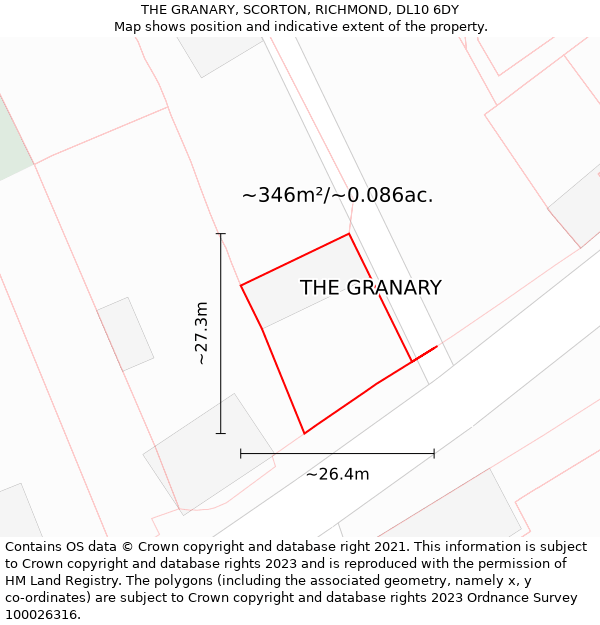 THE GRANARY, SCORTON, RICHMOND, DL10 6DY: Plot and title map