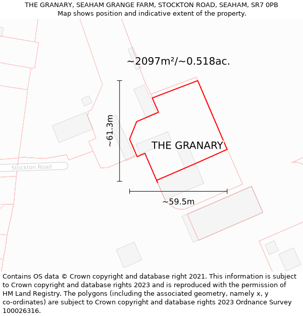 THE GRANARY, SEAHAM GRANGE FARM, STOCKTON ROAD, SEAHAM, SR7 0PB: Plot and title map