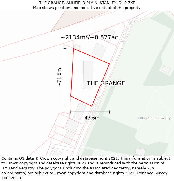 THE GRANGE, ANNFIELD PLAIN, STANLEY, DH9 7XF: Plot and title map