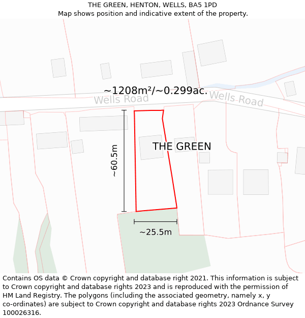 THE GREEN, HENTON, WELLS, BA5 1PD: Plot and title map