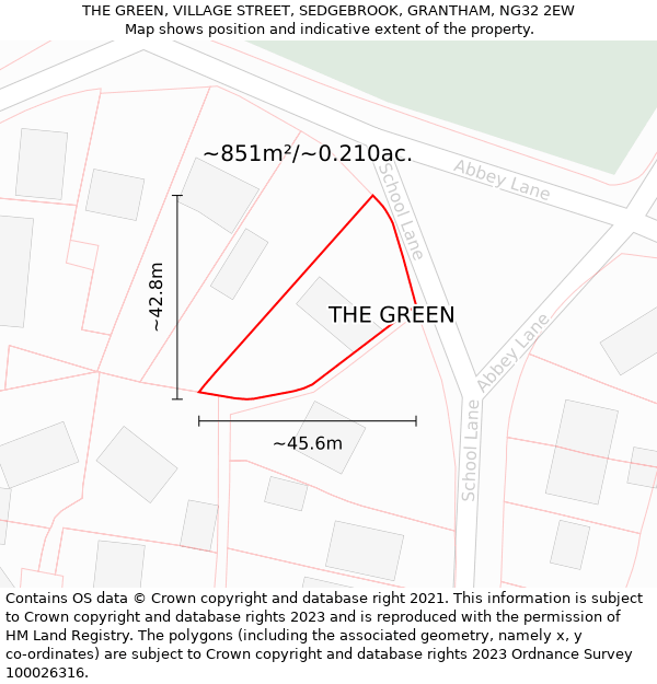 THE GREEN, VILLAGE STREET, SEDGEBROOK, GRANTHAM, NG32 2EW: Plot and title map