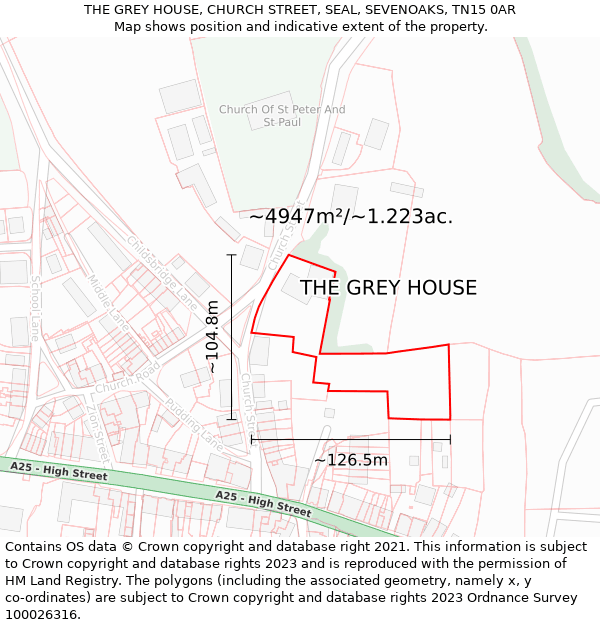 THE GREY HOUSE, CHURCH STREET, SEAL, SEVENOAKS, TN15 0AR: Plot and title map