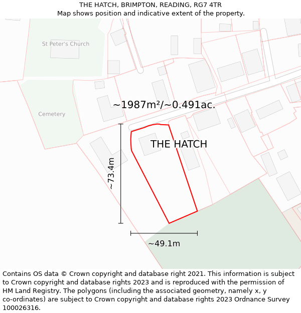 THE HATCH, BRIMPTON, READING, RG7 4TR: Plot and title map