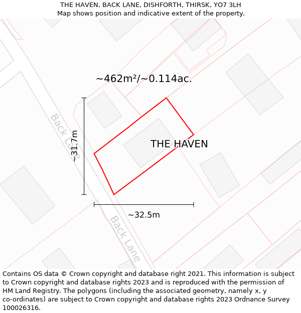 THE HAVEN, BACK LANE, DISHFORTH, THIRSK, YO7 3LH: Plot and title map