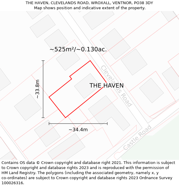 THE HAVEN, CLEVELANDS ROAD, WROXALL, VENTNOR, PO38 3DY: Plot and title map