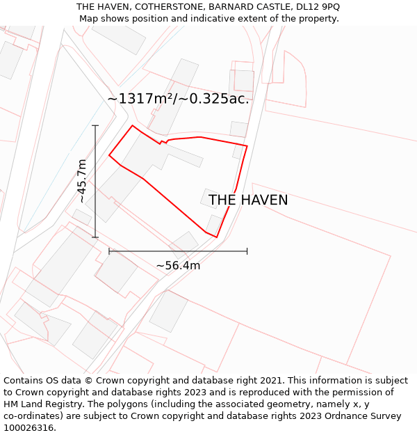 THE HAVEN, COTHERSTONE, BARNARD CASTLE, DL12 9PQ: Plot and title map