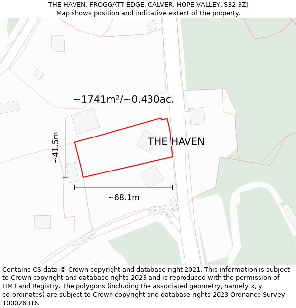 THE HAVEN, FROGGATT EDGE, CALVER, HOPE VALLEY, S32 3ZJ: Plot and title map