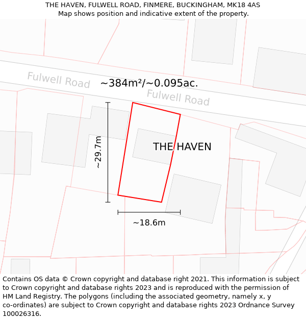 THE HAVEN, FULWELL ROAD, FINMERE, BUCKINGHAM, MK18 4AS: Plot and title map