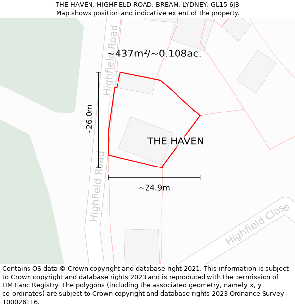THE HAVEN, HIGHFIELD ROAD, BREAM, LYDNEY, GL15 6JB: Plot and title map