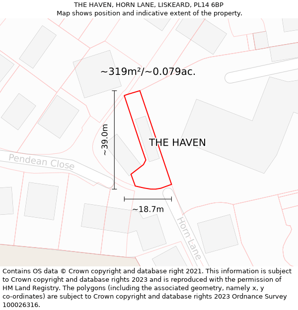 THE HAVEN, HORN LANE, LISKEARD, PL14 6BP: Plot and title map