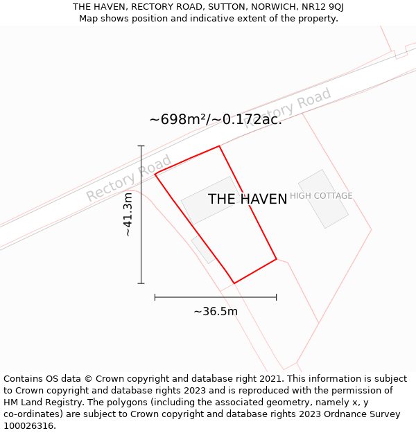 THE HAVEN, RECTORY ROAD, SUTTON, NORWICH, NR12 9QJ: Plot and title map