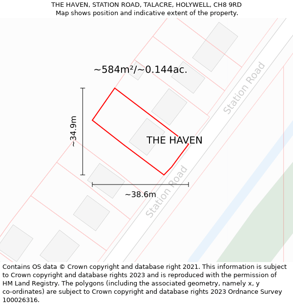 THE HAVEN, STATION ROAD, TALACRE, HOLYWELL, CH8 9RD: Plot and title map