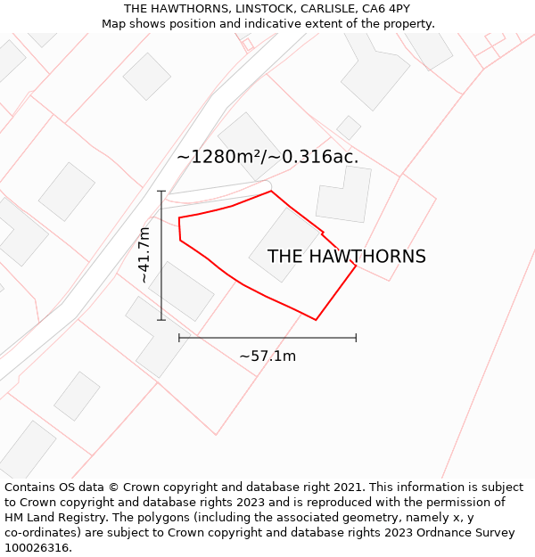 THE HAWTHORNS, LINSTOCK, CARLISLE, CA6 4PY: Plot and title map
