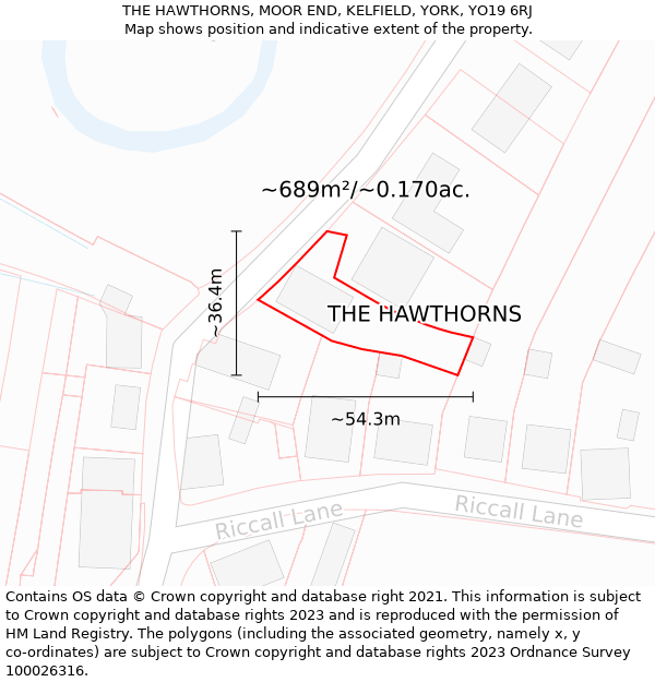 THE HAWTHORNS, MOOR END, KELFIELD, YORK, YO19 6RJ: Plot and title map