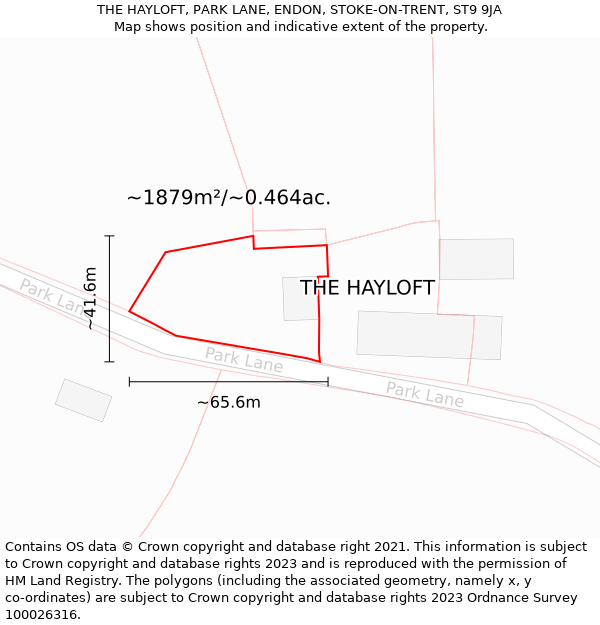THE HAYLOFT, PARK LANE, ENDON, STOKE-ON-TRENT, ST9 9JA: Plot and title map