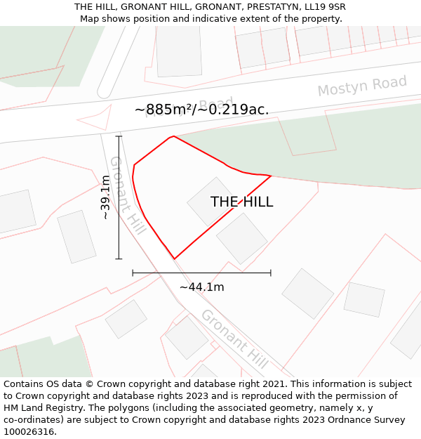 THE HILL, GRONANT HILL, GRONANT, PRESTATYN, LL19 9SR: Plot and title map