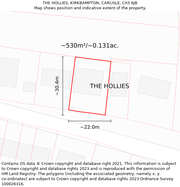 THE HOLLIES, KIRKBAMPTON, CARLISLE, CA5 6JB: Plot and title map