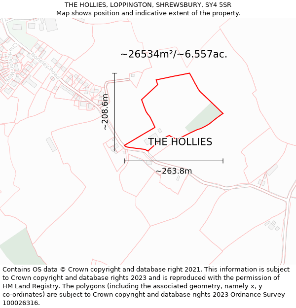 THE HOLLIES, LOPPINGTON, SHREWSBURY, SY4 5SR: Plot and title map