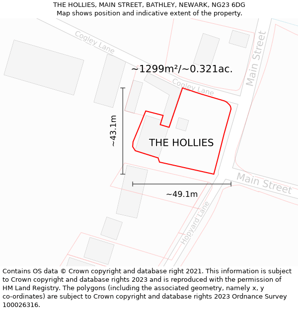THE HOLLIES, MAIN STREET, BATHLEY, NEWARK, NG23 6DG: Plot and title map