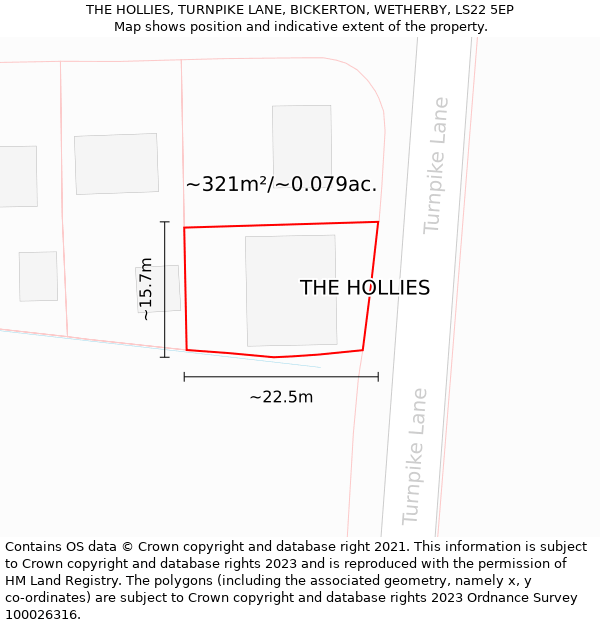 THE HOLLIES, TURNPIKE LANE, BICKERTON, WETHERBY, LS22 5EP: Plot and title map