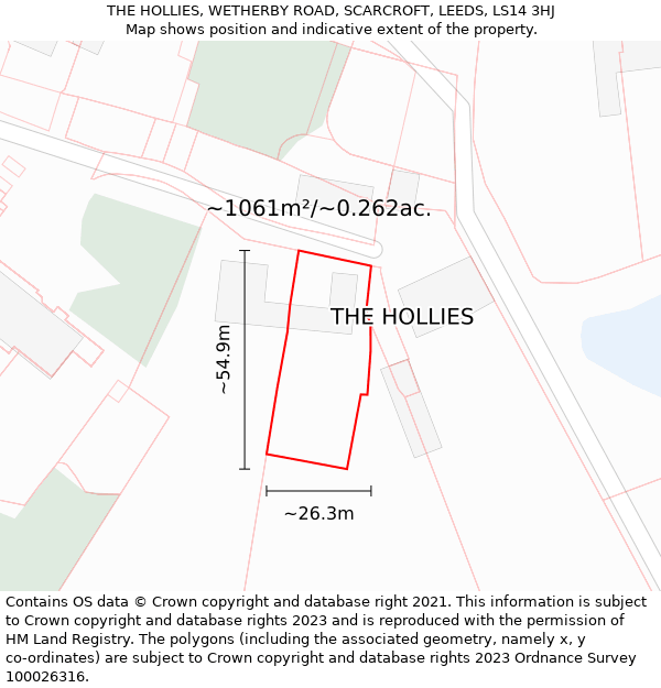 THE HOLLIES, WETHERBY ROAD, SCARCROFT, LEEDS, LS14 3HJ: Plot and title map