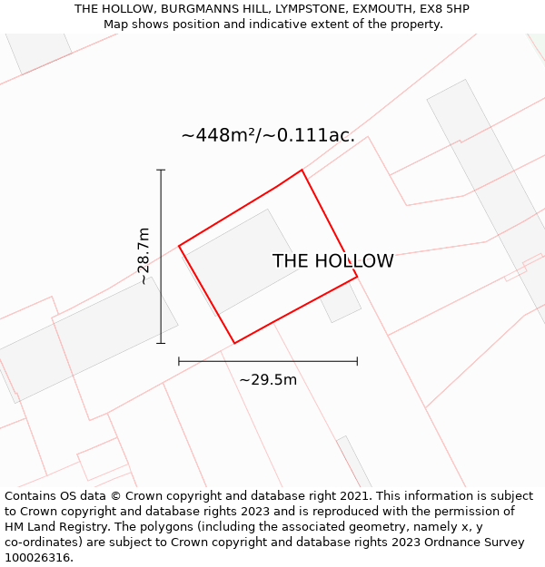 THE HOLLOW, BURGMANNS HILL, LYMPSTONE, EXMOUTH, EX8 5HP: Plot and title map