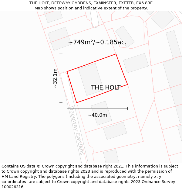 THE HOLT, DEEPWAY GARDENS, EXMINSTER, EXETER, EX6 8BE: Plot and title map