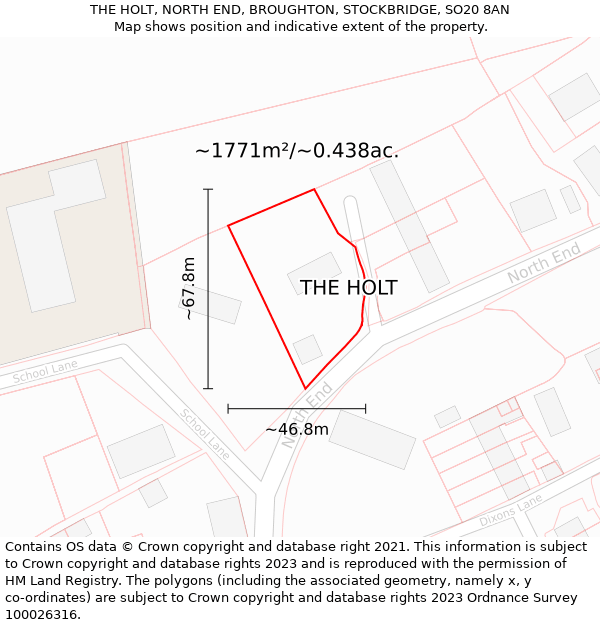 THE HOLT, NORTH END, BROUGHTON, STOCKBRIDGE, SO20 8AN: Plot and title map