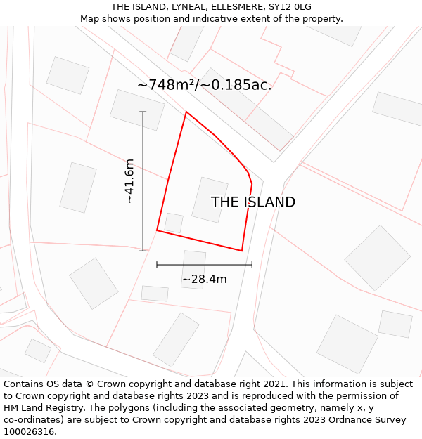THE ISLAND, LYNEAL, ELLESMERE, SY12 0LG: Plot and title map