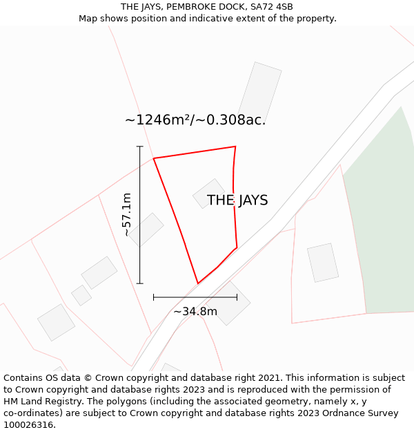 THE JAYS, PEMBROKE DOCK, SA72 4SB: Plot and title map