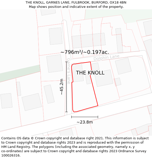 THE KNOLL, GARNES LANE, FULBROOK, BURFORD, OX18 4BN: Plot and title map