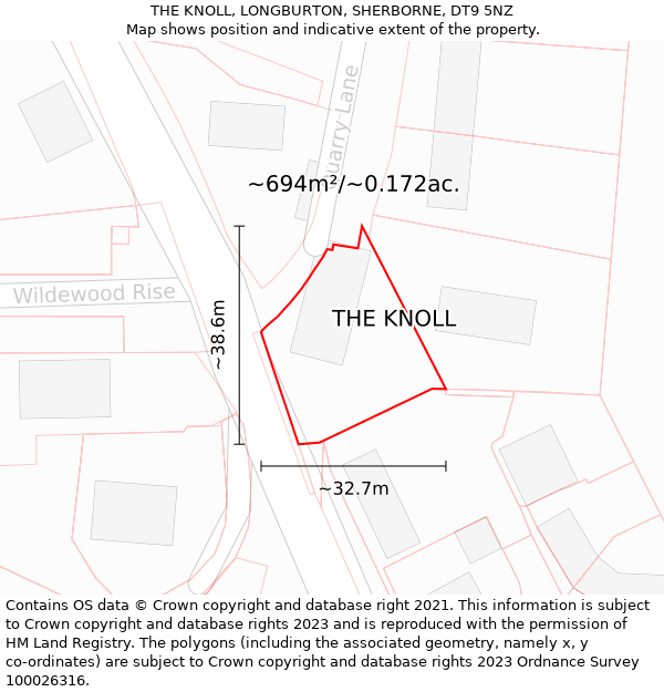 THE KNOLL, LONGBURTON, SHERBORNE, DT9 5NZ: Plot and title map