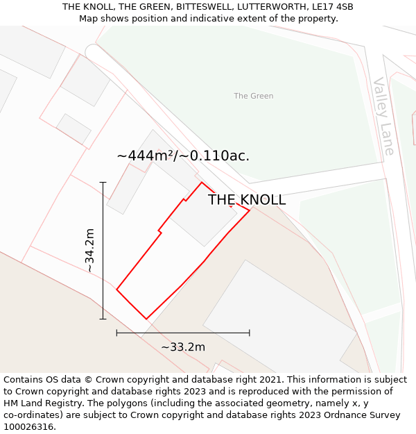 THE KNOLL, THE GREEN, BITTESWELL, LUTTERWORTH, LE17 4SB: Plot and title map