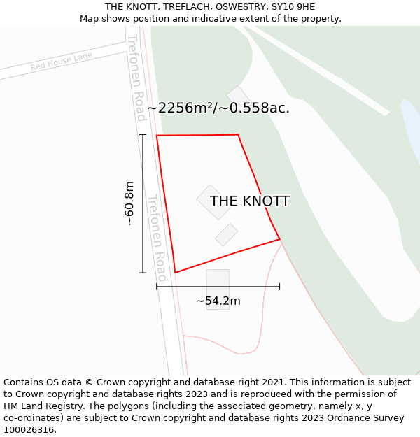 THE KNOTT, TREFLACH, OSWESTRY, SY10 9HE: Plot and title map