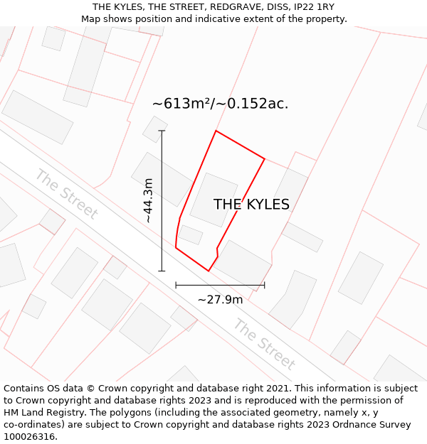 THE KYLES, THE STREET, REDGRAVE, DISS, IP22 1RY: Plot and title map