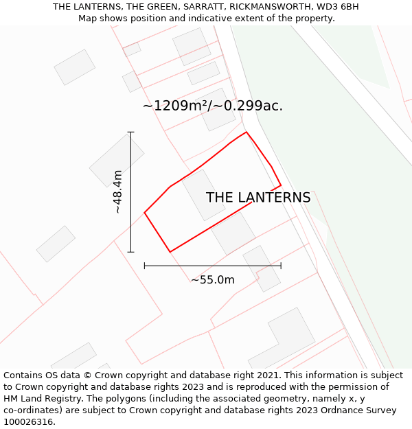 THE LANTERNS, THE GREEN, SARRATT, RICKMANSWORTH, WD3 6BH: Plot and title map