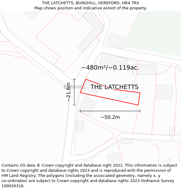 THE LATCHETTS, BURGHILL, HEREFORD, HR4 7RX: Plot and title map