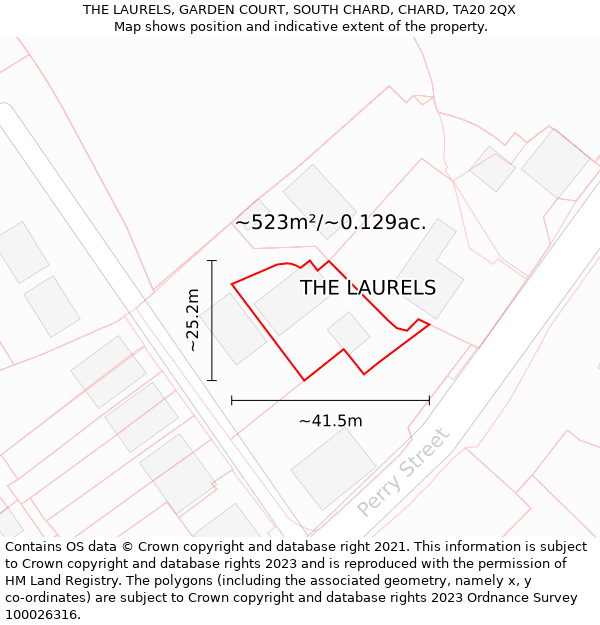 THE LAURELS, GARDEN COURT, SOUTH CHARD, CHARD, TA20 2QX: Plot and title map
